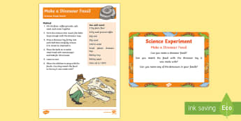 EYFS Make a Dinosaur Fossil Science Experiment and Prompt Card Pack - Dinosaurs, fossils, paleontologist, palentologist