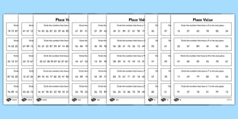 Differentiated Tens and Ones Place Value Activity Sheet Pack - maths, tens, ones, units, numbers, practise, practice, activity, worksheet, ks1, key stage one, y1, y2, year 1, year 2