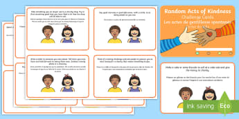 Random Acts of Kindness Challenge Cards English/French - Random Act of Kindness Challenge Cards - kindness, challenge card, challange, kindess, EAL French,Fr