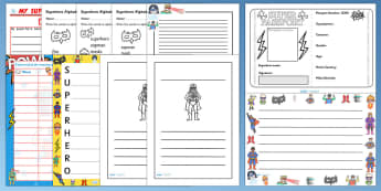 Superhero Themed Writing Activity Pack - write, writing aid  