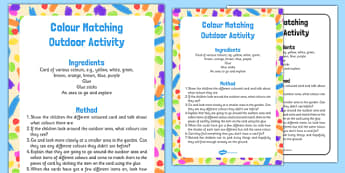 Colour Matching Outdoor Activity - Forest, school, colour, EYFS, matching