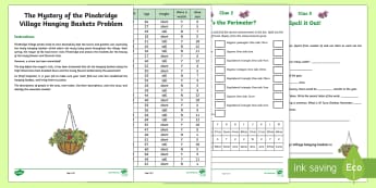 LKS2 Mystery of the Pinebridge Village Hanging Baskets  Problem Solving  Game - LKS2, lower key stage 2, year 3. year 4, y4, y3, maths,spring, maths game, problem solving, calculat
