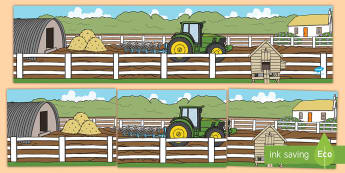 Small World Background (Farmyard) - Small World, backdrop, background, scenery, small world area, small world display, small world resources, farm, pig, cow, chicken, goat, tractor, farmer, chicken, goat