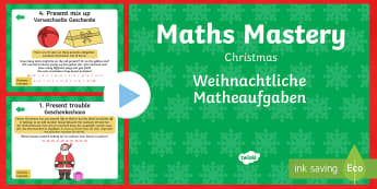 Year 1 Christmas Maths Mastery PowerPoint English/German - Xmas, holidays, december, EAL, German, English-German,,German-translation