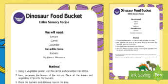 Dinosaurs Food Bucket Edible Sensory Recipe - Harry and the Bucketful of Dinosaurs, Ian Whybrow, babies, baby, food play, filling and emptying