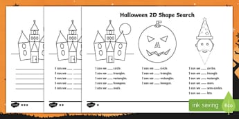 Halloween 2D Shape Search Activity Sheet