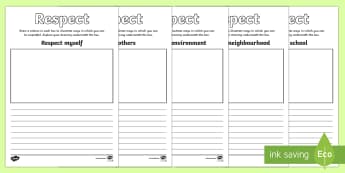 Respect Drawing And Writing Frames - respect, different, diversity, discrimination, behaviour, acceptance, differences, drawing and writing frames, pshe