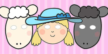 Little Bo Peep Role Play Masks - Little Bo Peep, nursery rhyme, rhyme, rhyming, nursery rhyme story, nursery rhymes, Little Bo Peep resources, sheep, role play mask, role play