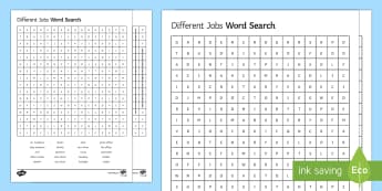 Different Jobs Word Search - work, wordsearch, word, search, sen, send, jobs, skills, occupation, pupils, activity, worksheet.