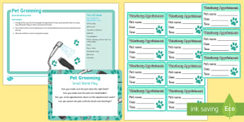 Pet Grooming Small World Play Idea and Printable Resource Pack - EYFS Pets, Animals, National Pet Month, pet care, grooming parlour, vets, dogs, cats, hamster