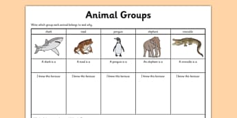 Animal Group Worksheet - grouping animals, classifying animals, classifying animals worksheet, mammals fish and reptiles worksheet, living things, ks2