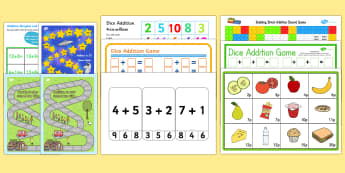 addition games ks1 printable - - addition, games, KS1, sums, total, 