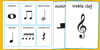 Music Notes Cards - musical note, musical note cards, musical notation, semibreve, minim, crotchet, quaver, rest, music, playing instruments, instrument, piano