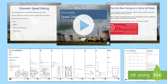 Elements Speed Dating - Speed Dating, elements, carbon, hydrogen, mercury, oxygen, aluminium, starter activity
