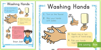 Washing Hands Display Poster - visual,aid, bathroom, hygiene, prompts