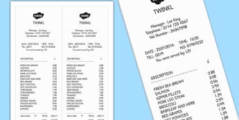 Role Play Blank Realistic Shopping Receipts - role play, blank, realistic, shopping, receipts