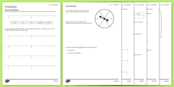 Student Led Practice Probability Activity Sheet, worksheet