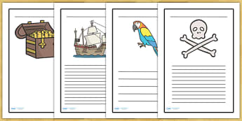 Pirate Writing Frames - writing frame, frame, writing, writing aid, pirate, pirates, pirate writing frames, pirate themed writing frames, trasure, parrot, writing template, template, literacy