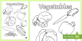 Vegetables Colouring Poster - vegetables, colouring, poster