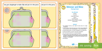 Money Playdough Recipe and Mat Pack - coins, purse, playdough mats, mettalic playdough, shimmering playdough, sparklng playdough, early ma