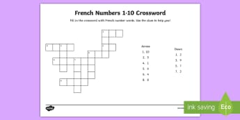 French Numbers 1 to 10 Crossword - KS2, French, Resources,numbers to 10, crossword, 