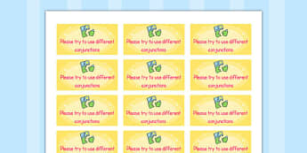 Time Saving Stickers for Marking Conjunctions - Connectives, time