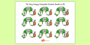 Number Bonds to 20 to Support Teaching on The Very Hungry Caterpillar - caterpillar