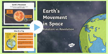 Earth\'s Movement: Rotation vs Revolution PowerPoint - Space, Earth, Earth and Space, Sun, Planets, Solar System, Universe, Stars, Orbit, Science, Astronau