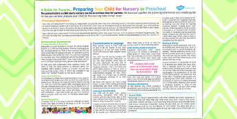 Preparing Your Child For Nursery Preschool Guide Parents Leaflet