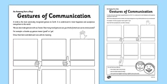 Gestures of Communication Activity Sheet - gestures, communication, hand, fact of the day, activity, worksheet