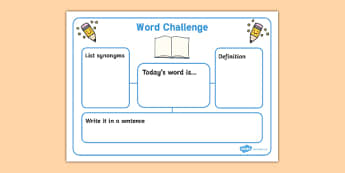 Word Challenge Worksheets - Word Challenge Worksheets, word challenge, words, word, challenge, worksheets, worksheet, synonyms, list, today's word, definition, write a sentence, sentence