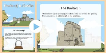 Parts of a Castle PowerPoint - castle, label, parts of a castle, KS1, Year 1, Year 2, use, defence, protect.