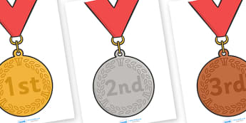 Ordinal Number Posters (Medals) - Display posters, counting, 1st, 2nd, 3rd, first, second, third, foundation stage numeracy, ordinal, numeracy