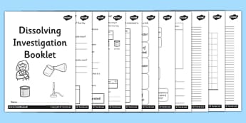Dissolving Investigation Worksheet Booklet - soluble and insoluble materials, dissolving, dissolving worksheet, dissolving booklet, science investigation
