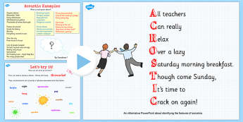 Recognise Different Forms of Poetry Acrostics Teaching PowerPoint