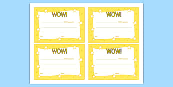 WOW Moment Parent Slips - wow, parents, certificates, awards