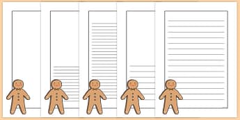 Gingerbread Man Portrait Page Borders- Portrait Page Borders - Page border, border, writing template, writing aid, writing frame, a4 border, template, templates, landscape
