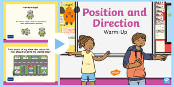 Year 2 Position and Direction Warm-Up PowerPoint - KS1 Maths Warm Up Powerpoints, warm up, Order and arrange combinations of mathematical objects in pa