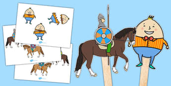 Humpty Dumpty Stick Puppets - Humpty Dumpty, stick puppet, nursery rhyme, rhyme, rhyming, nursery rhyme story, nursery rhymes, position, Humpty Dumpty resources