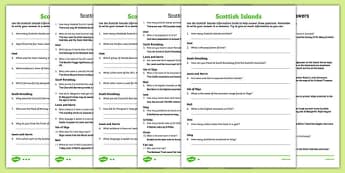 Scottish Islands Information Cards Comprehension Activity