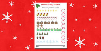 Counting at Christmas Activity Sheet - Christmas, xmas, counting, activity, advent, nativity, santa, father christmas, Jesus, tree, stocking, present, activity, cracker, angel, snowman, advent , bauble. Counting, how many, numeracy, numbers, counting