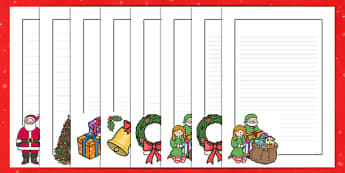 Christmas Page Borders - Christmas, xmas, page border, tree, advent, nativity, santa, father christmas, Jesus, tree, stocking, present, activity, cracker, angel, snowman, advent , bauble,  a4 border, template, writing aid, writing border, page templa