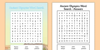 Ancient Olympics Word Search - ancient olympics, wordsearch, word search, activity