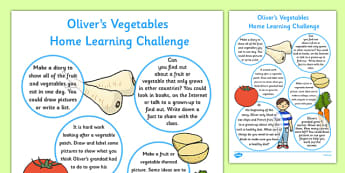  Home Learning Challenge to Support teaching on Oliver's Vegetables Sheet Reception FS2