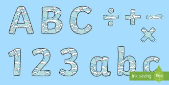 Display Lettering & Symbols (Water) - Display lettering, water, display letters, alphabet display, letters to cut out, letters for displays, coloured letters, coloured display, coloured alphabet