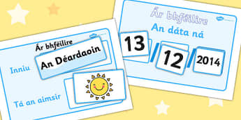 Daily Calendar Weather Chart Gaeilge - Weather, Calender, aimsir