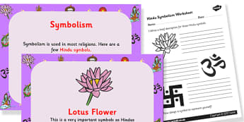 Symbolism in Hinduism PowerPoint and Worksheet Pack - hinduism, hinduism powerpoint, hinduism worksheet, hinduism information, KS2 Religious Education, RE