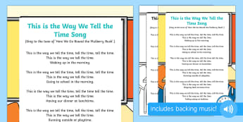This is the Way We Tell the Time Song - singing time, action rhymes, singing, song, early maths, mental oral starter, clock, watch 