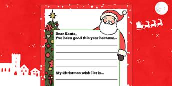 My Christmas Wish Letter to Santa Writing Template - christmas, wish, letter