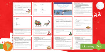 Christmas Mental Maths Challenge Cards US English/Spanish (Latin) - mental maths challenges, mental maths, Christmas mental maths, grade 4, esl, eal, spanish